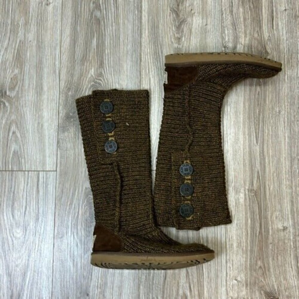 Ugg Brown classic cardy button sweater boots size 6